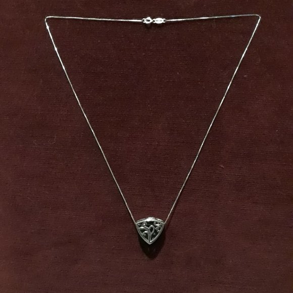 Reversible Triangular Sterling Silver Scroll Pendant - Picture 2 of 8